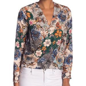 Rachel Rachel Roy Wanderlust Floral Faux Wrap High Low Hem Blouse Top